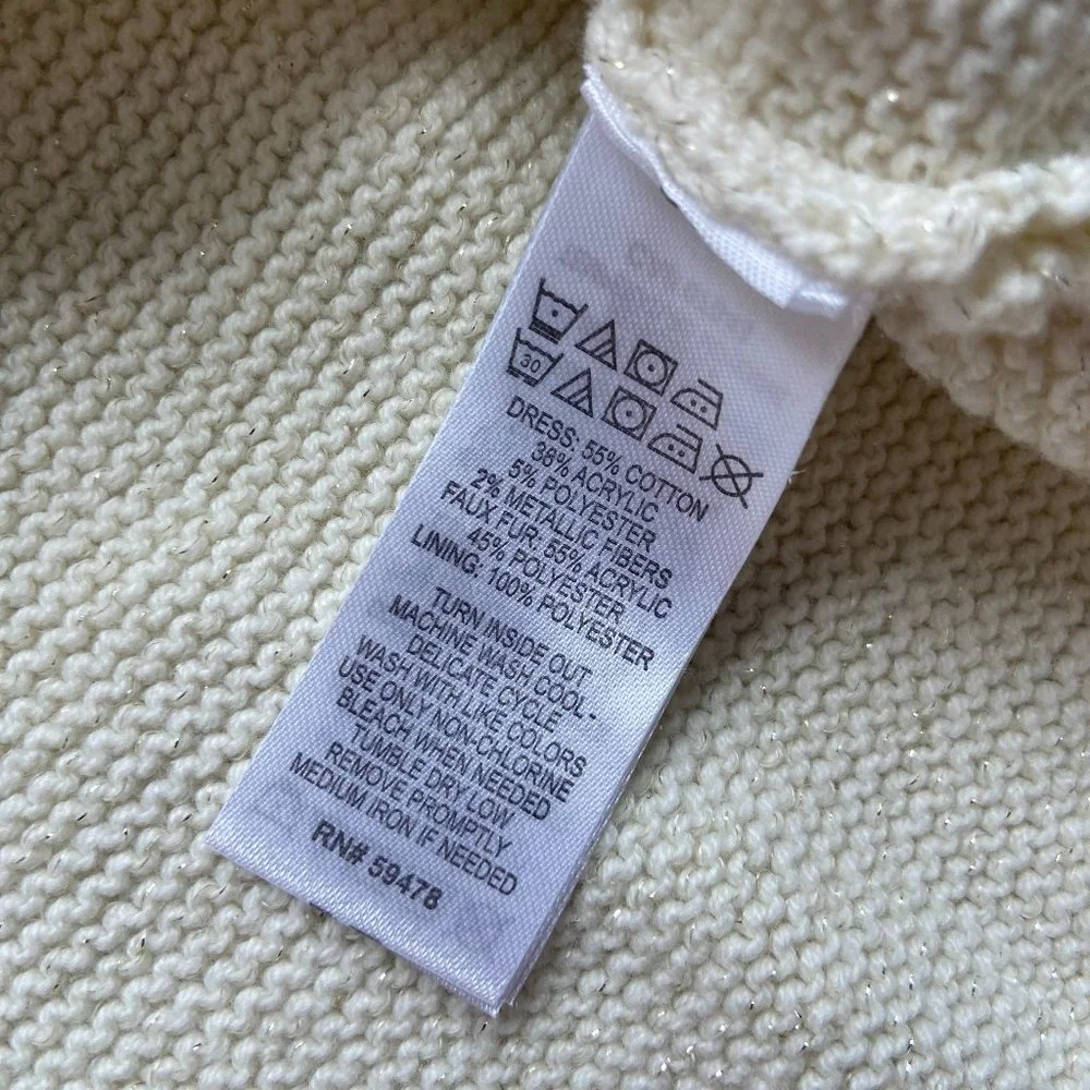 Tahari 5/6 Girls Long Sleeve Knit Dress with Faux Fur Collar_11